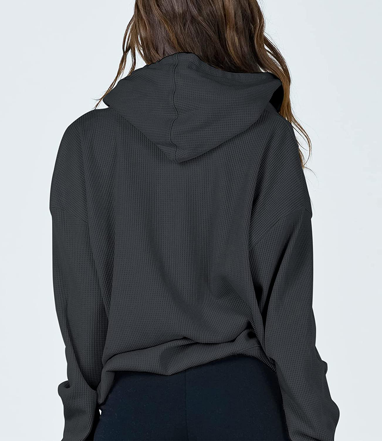 Cowasto Women's Casual Zip Up Hoodie Jacket Long Sleeve Waffle Hooded Sweatshirt With Pockets