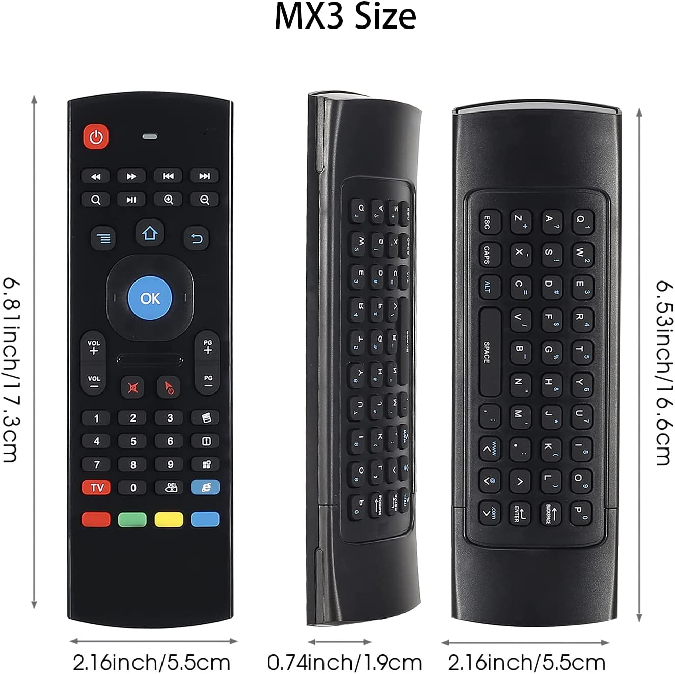 MX3 Air Mouse Mini Keyboard Wireless Remote, 2.4G Multifunctional Fly Mouse with Infrared Learning for Android Smart TV Box, 3-Gyro and 3-Gsensor, Projector HTPC Mini PC, PS3/4 Xbox 360
