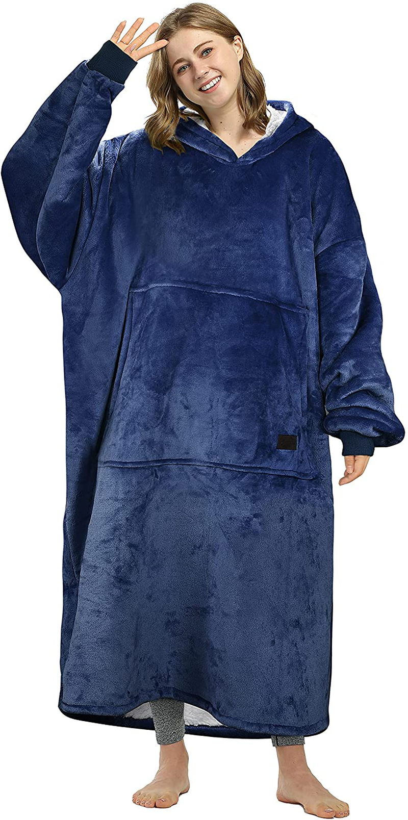 Catalonia Oversized Wearable Blanket Hoodie Sweatshirt, Comfortable Sherpa Lounging Pullover for Adults Men Women Teenagers Wife Girlfriend