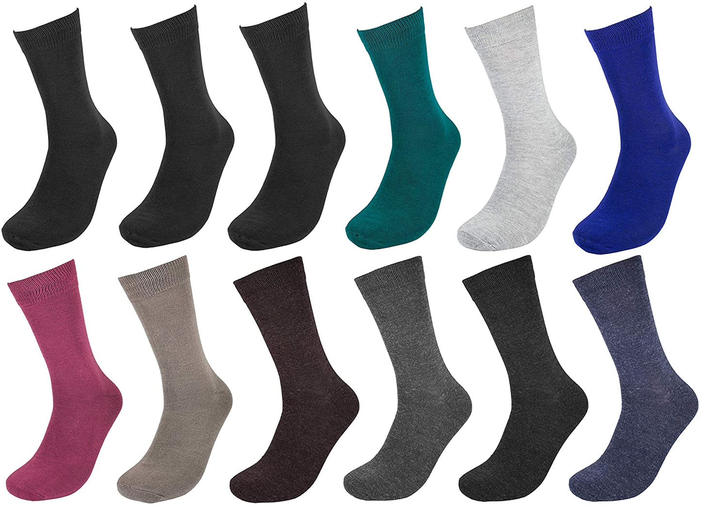 12 Pairs Men Crew Dress Socks