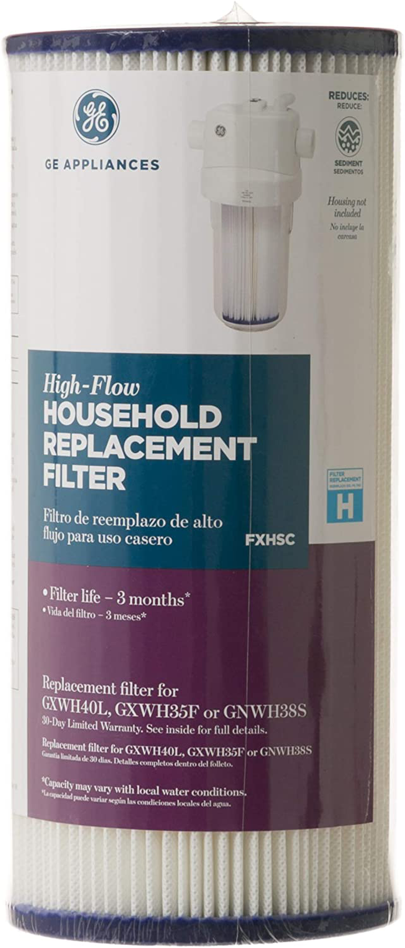 GE SmartWater FXHSC GE Replacement Water Whole House Filter, 10" (length) x 4.5" (diameter)