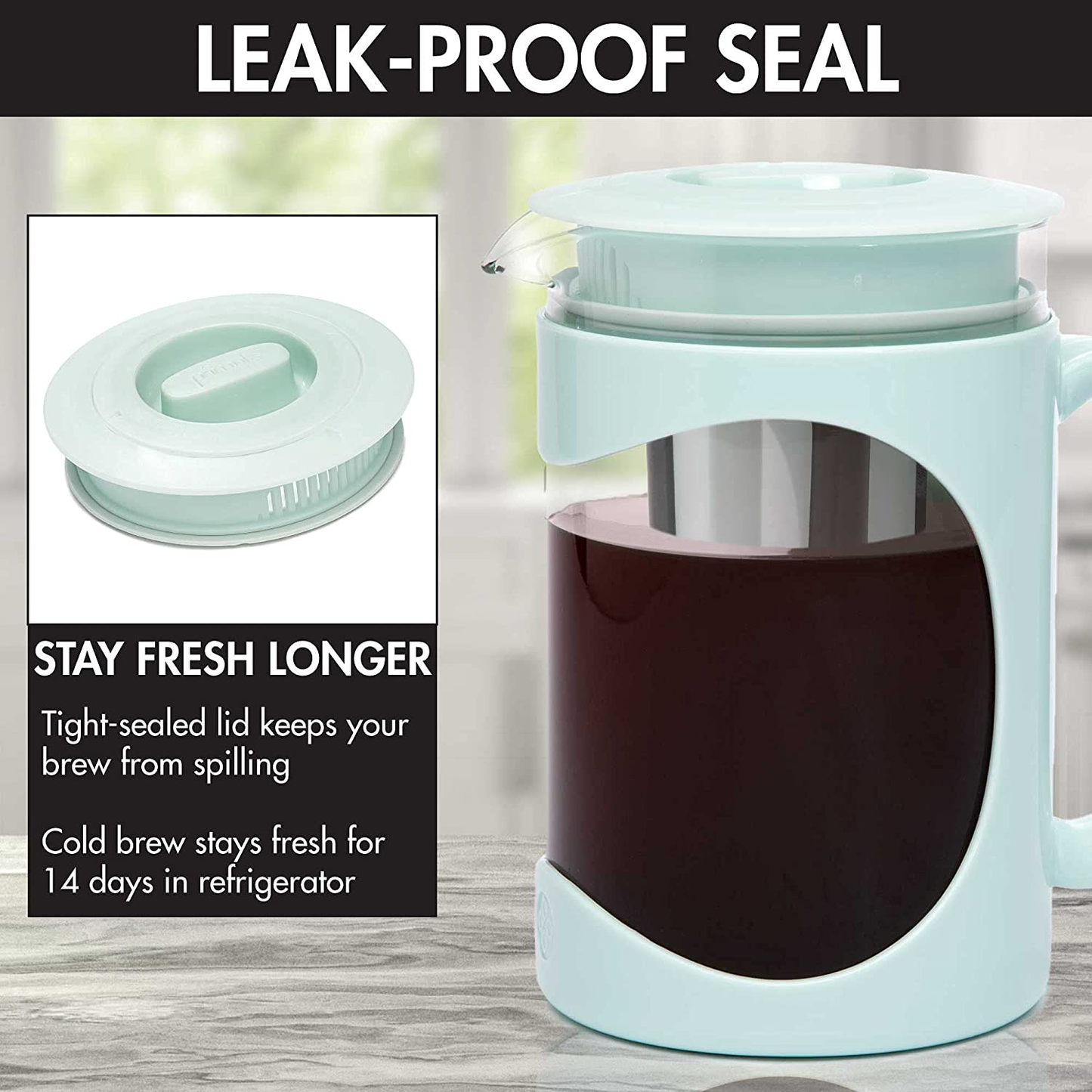Primula Burke Deluxe Cold Brew Iced Coffee Maker, Comfort Grip Handle, Durable Glass Carafe, Removable Mesh Filter, Perfect 6 Cup Size, Dishwasher Safe, 1.6 Qt, Red