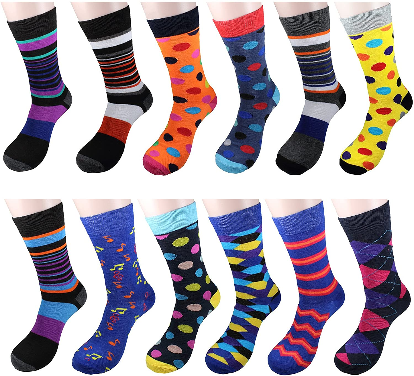 12 Pairs Men Crew Dress Socks