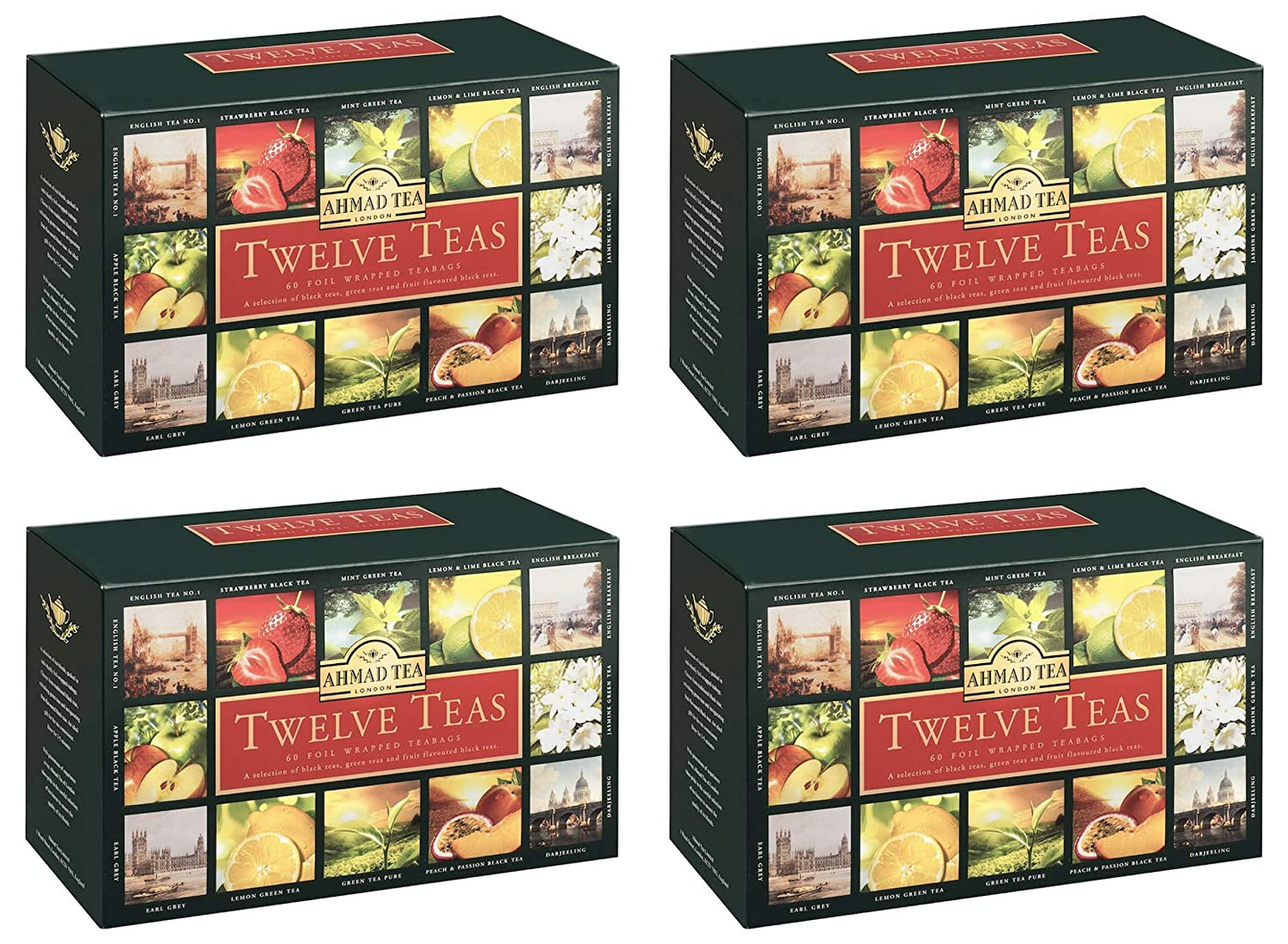 Ahmad Tea Variety Gift Box, 60 Foil Enveloped Teabags, Twelve Teas, 1 Count