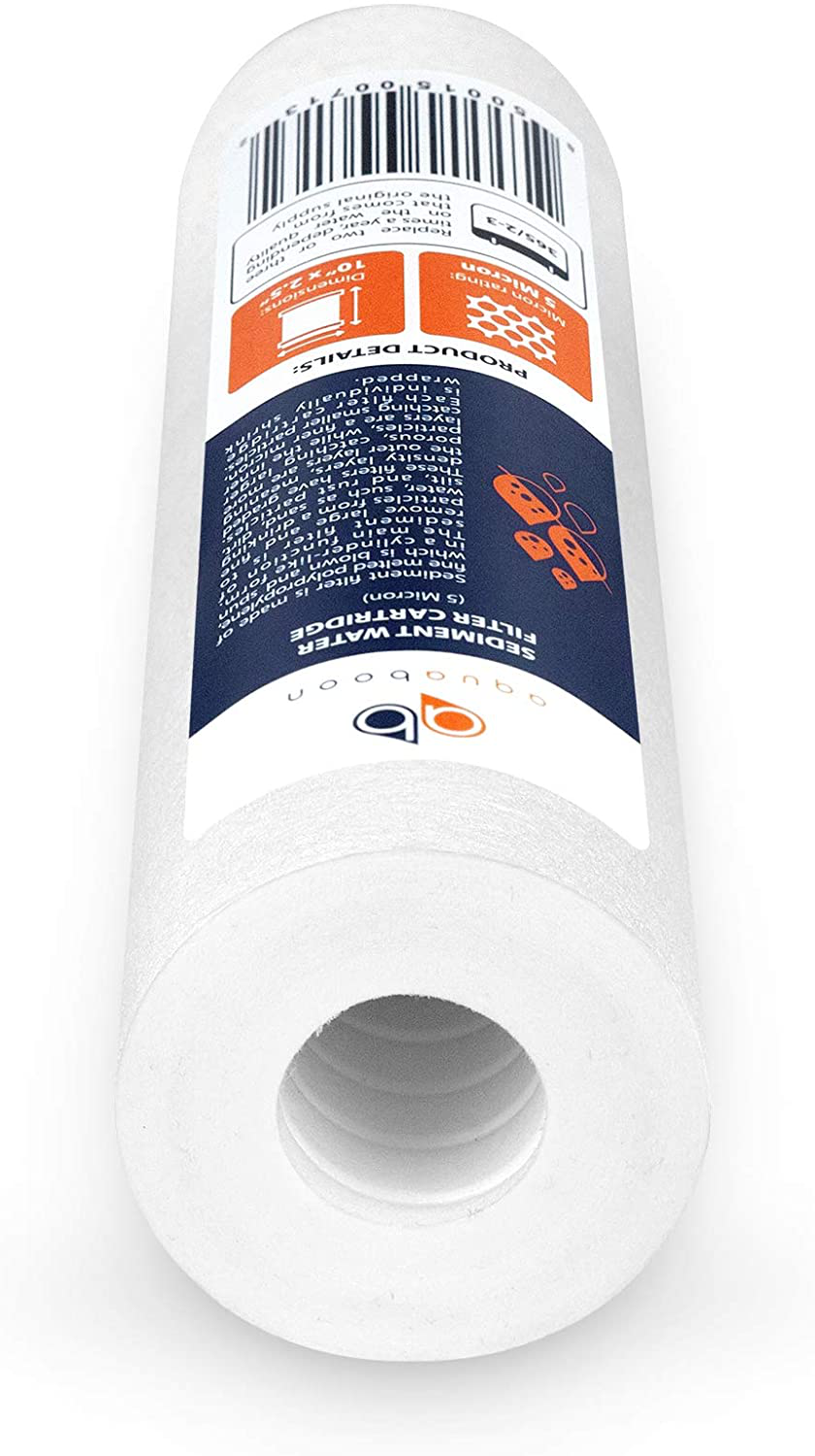 Aquaboon 6-Pack of 5 Micron 10" Sediment Water Filter Replacement Cartridge for Any Standard RO Unit | Whole House Sediment Filtration | Compatible with DuPont WFPFC5002, Pentek DGD series, RFC