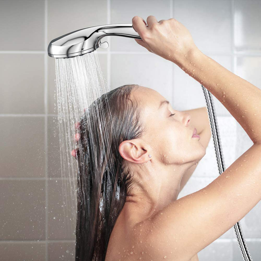 6 Functions Handheld Shower Head Set Hopopro High Pressure Shower Head High Flow Hand Held Showerhead Set with 59 Inch Hose Bracket Teflon Tape Rubber Washers