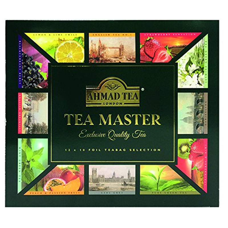 Ahmad Tea Variety Gift Box, 60 Foil Enveloped Teabags, Twelve Teas, 1 Count
