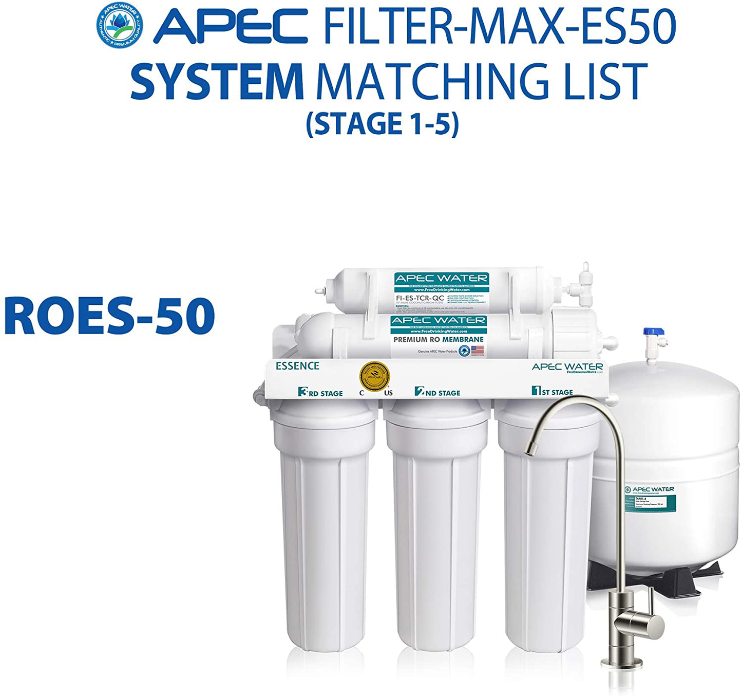 APEC Water Systems FILTER-MAX-ES50 & Water Systems FILTER-SET-ESX2 2 Sets of High Capacity Replacement Pre-Filter Sets For Essence Series Reverse Osmosis Water Filter System Stage 1-3,White
