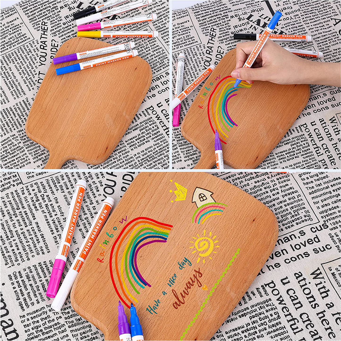 Acrylic Paint Pens for Rock Painting, 24 Vibrant Colors Paint Markers Kit for Glass, Stone, Wood, Fabric, Metal, Ceramic, Craft Supplies, Extra Fine Tip, Water Based, Great for DIY Crafts Making Painting Ornaments Supplies