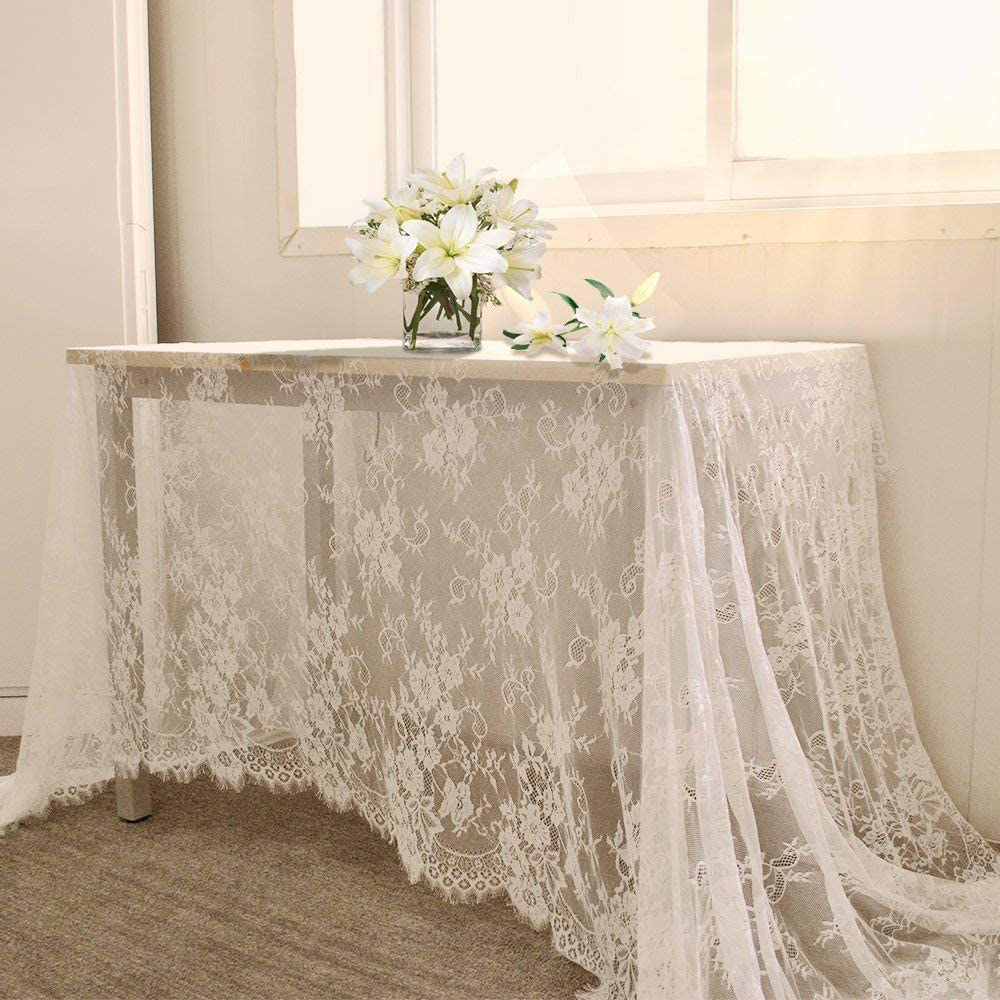 14X120 Inch Lace Table Runner Rectangle Table Runner Baby Shower Table Runner Farmhouse Boho Tabletop Decorations