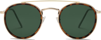 SOJOS Retro round Polarized Sunglasses UV400 Double Bridge Sun Glasses SUNSET SJ1104