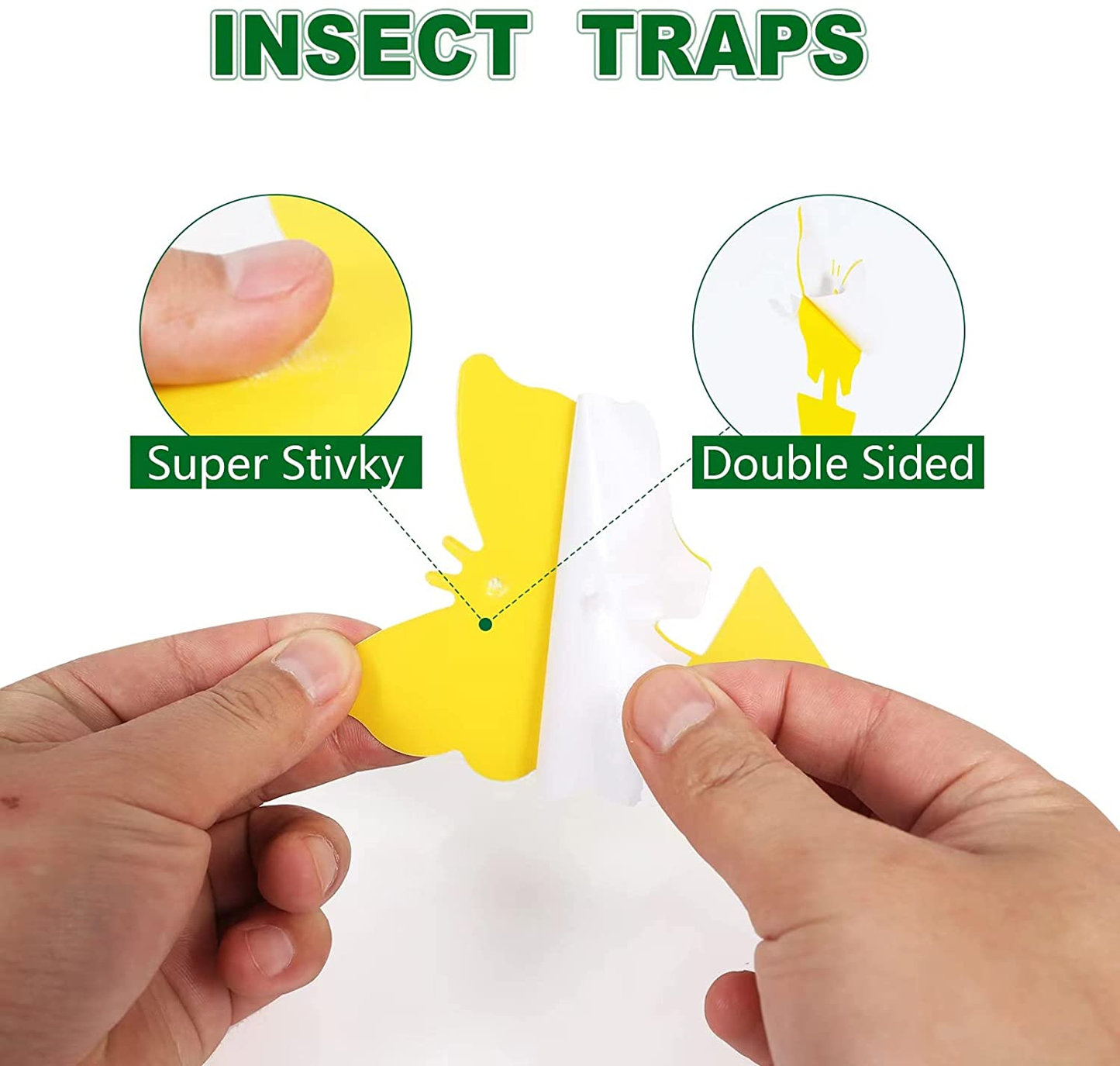 48 Pcs 4 Shapes Yellow Sticky Traps for Fruit Fly, Whitefly, Fungus Gnat, Mosquito, Fly and Bug, Sticky Insect Catcher Traps for Indoor/Outdoor/Kitchen, Extremely Sticky, Non-Toxic, Pet & Kid Safe