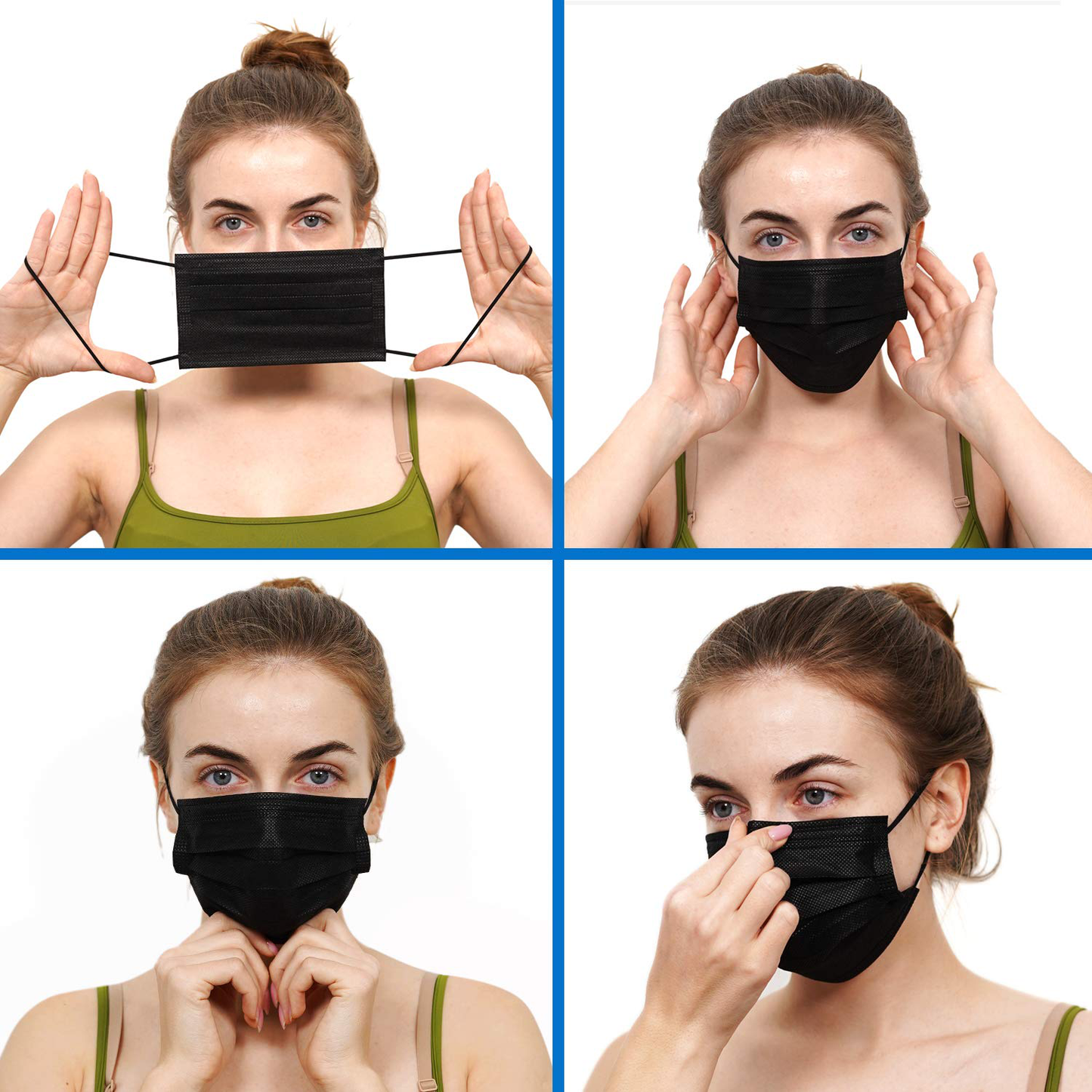 ZTANPS Face Mask,Pack of 50 Black Disposable Face Mask for Men & Women