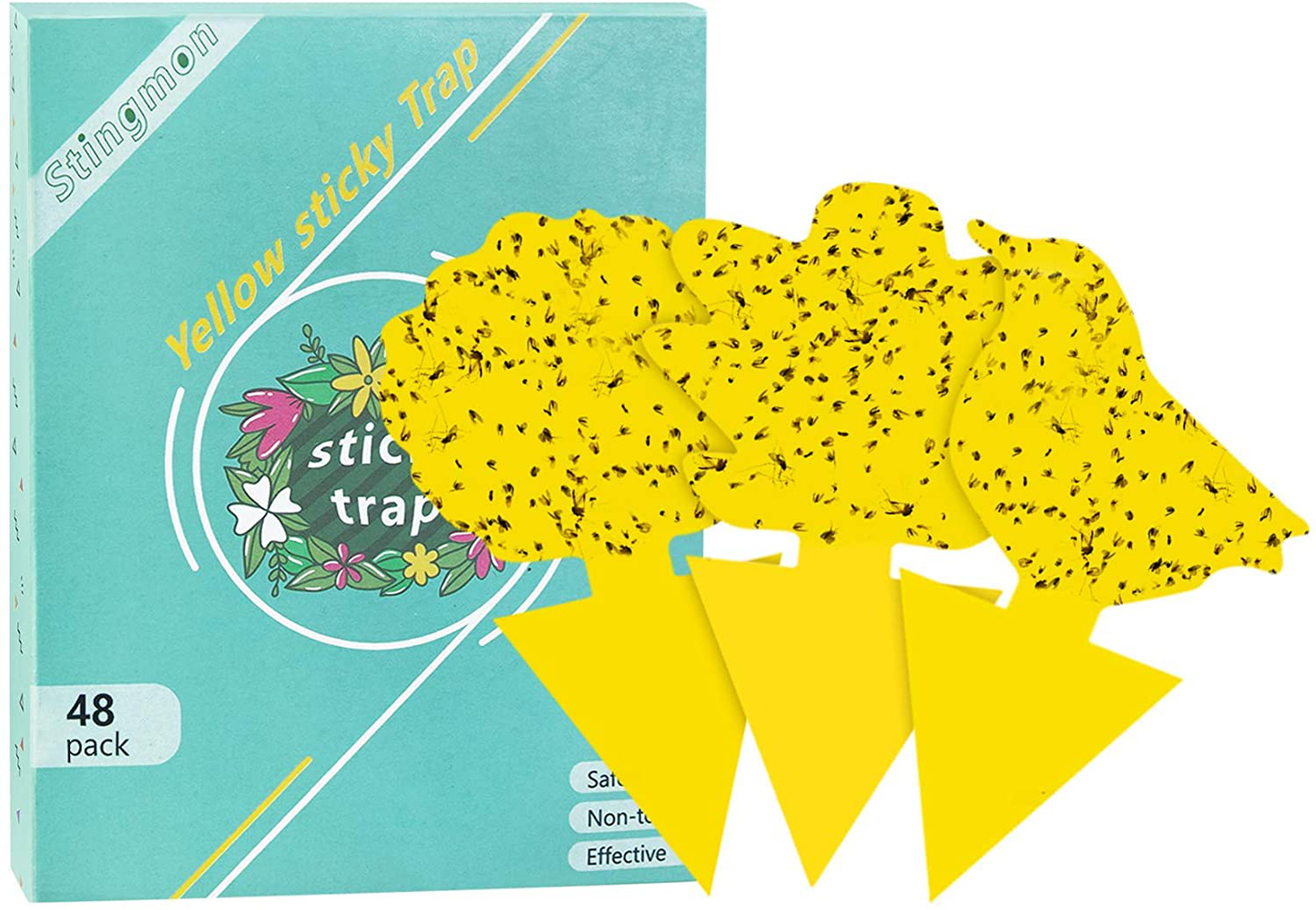 48 Pack Sticky Trap Fungus Gnat Trap Killer Indoor and Outdoor, Fruit Fly Traps for Plant, Non-Toxic and Odorless