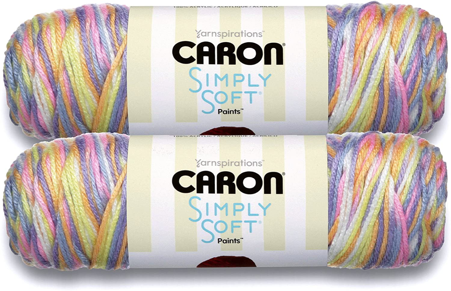Caron Simply Soft Bulk Buy Paints 100% Acrylic Yarn (2-Pack) ~ 5 oz. Skeins