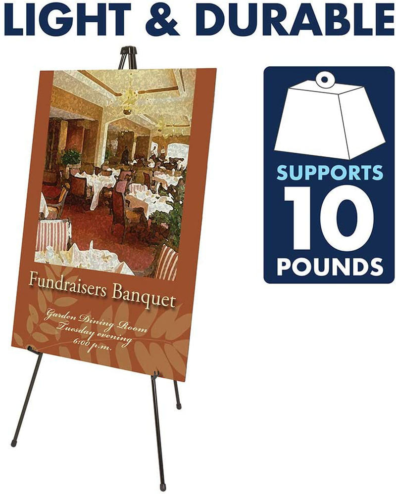 Quartet Easel, Instant Easel Stand, Heavy-Duty, 64", Supports 10 lbs., Tripod Base