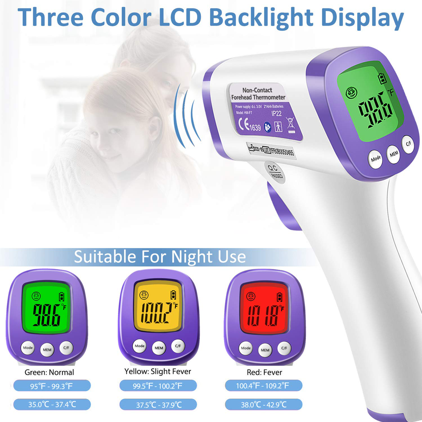 Non Contact Medical Screening Forehead Thermometer for Physician Offices and Hospitals (Black Heavy Duty Thermometer)