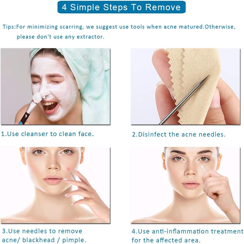 5PCS Blackhead Remover, Pimple Comedone Extractor, Whitehead Removal Tool, Acne Blemish Tools Set, Professional Blackheads Tweezers Kits