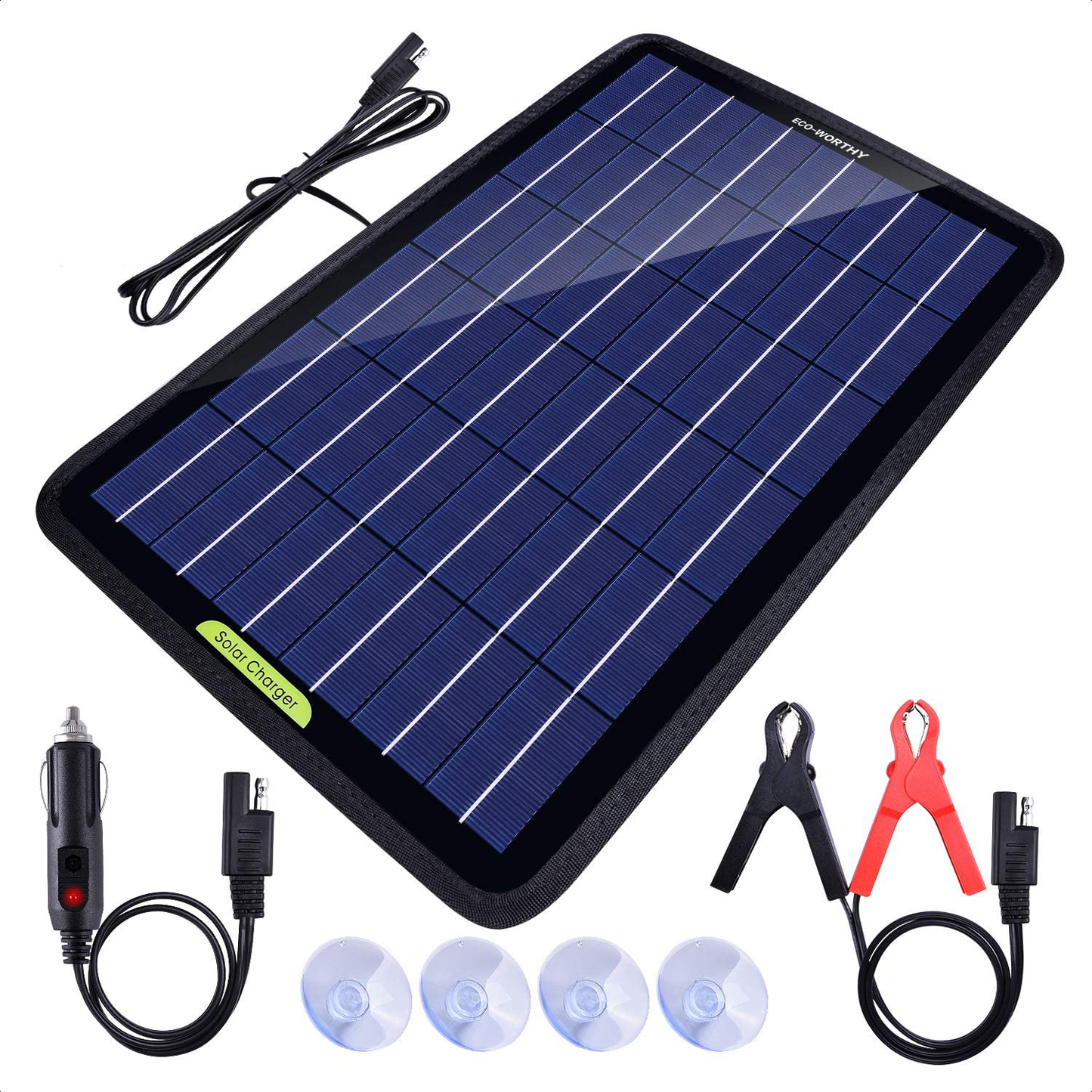Solar Trickle Charger for 12V Batteries Portable Power Solar Panel Battery Charger Maintainer for Car Boat Marine Motorcycles Truck