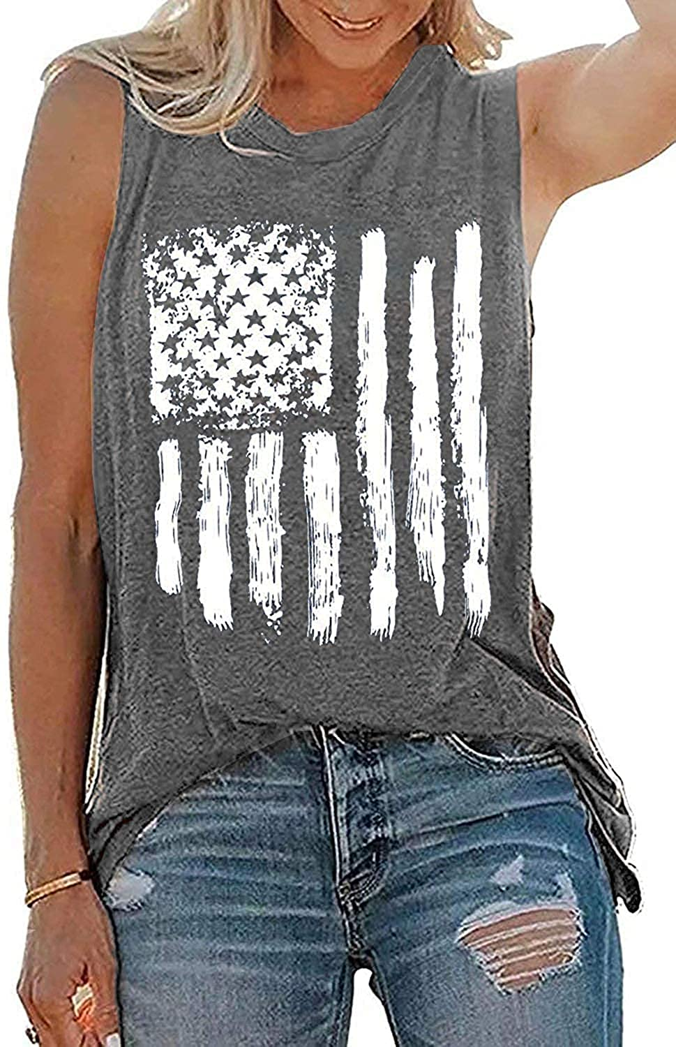 American Flag Tank Tops for Women We the People 1776 Sleeveless T-Shirt 4Th of July Tee Tops