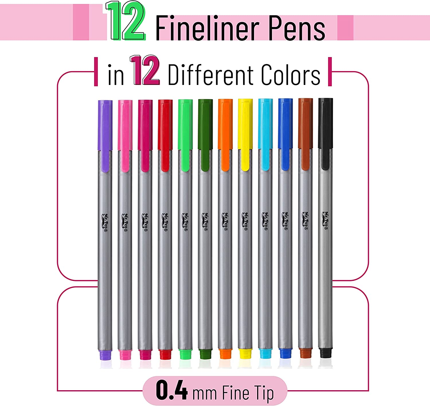 Mr. Pen- Fineliner Pens, 12 Pack, Pens Fine Point, Colored Pens, Journal Pens, Bible Journaling Pens, Journals Supplies, School Supplies, Pen Set, Art Pens, Writing Pens, Fine Tip Markers, Bible Pens