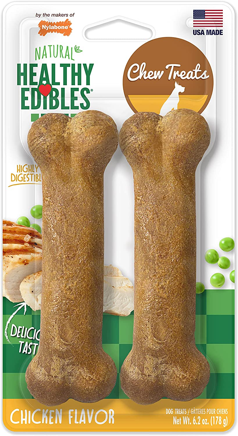 Nylabone Healthy Edibles All-Natural Long Lasting Bacon Flavor Chew Treats 3 Count Bacon Small/Regular