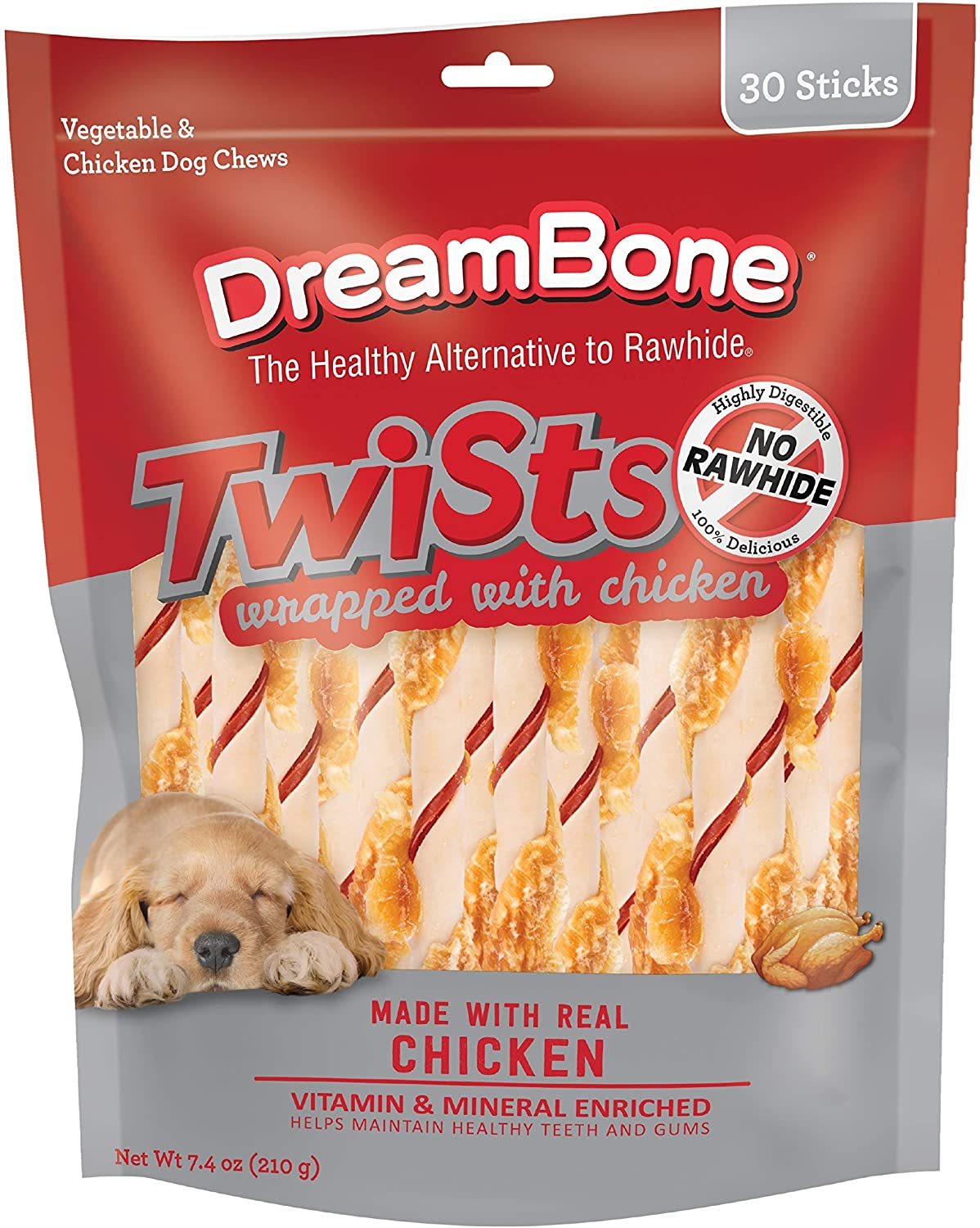 Dreambone Twist Sticks, Treat Your Dog to a Chew Made with Real Chicken and Vegetables