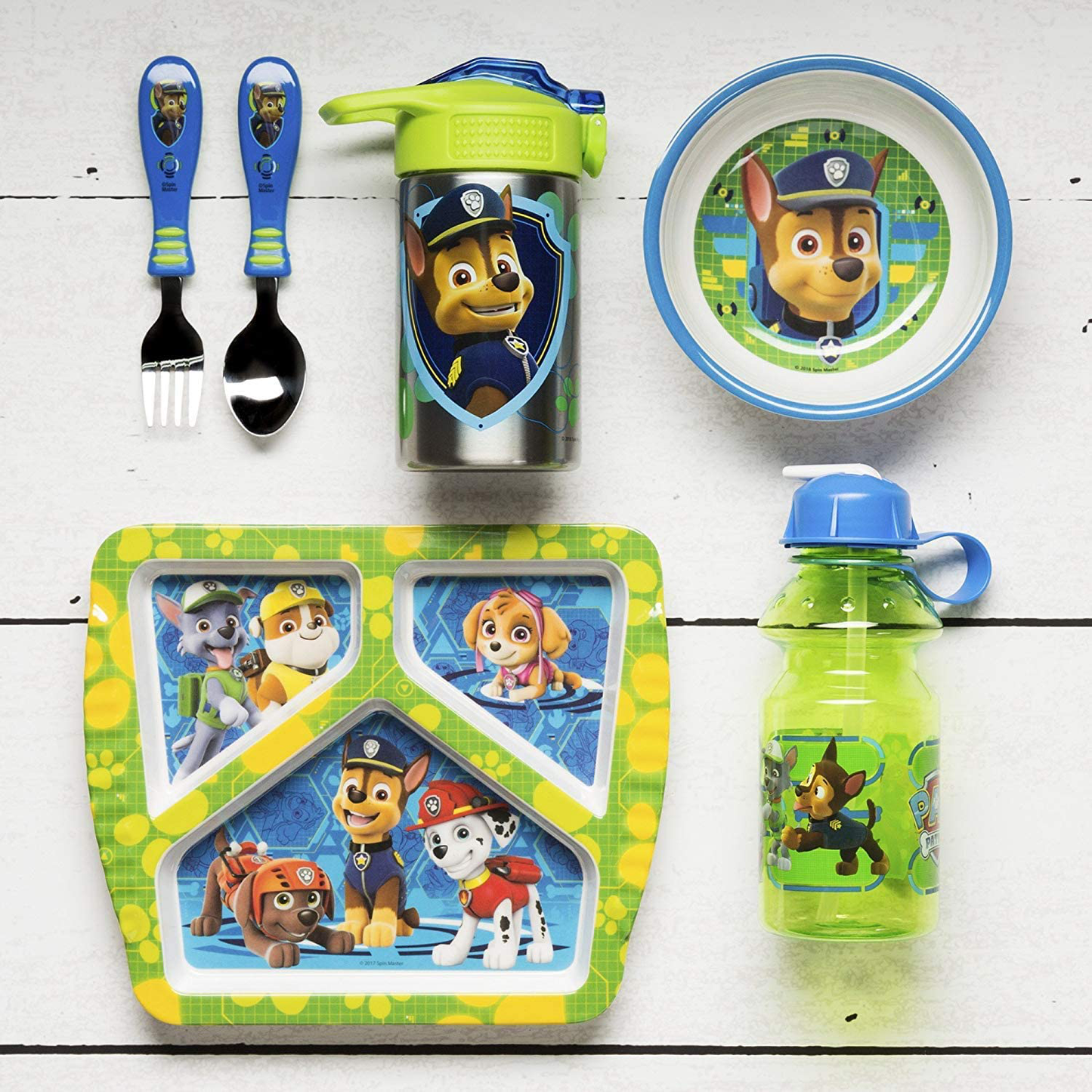 Zak Designs Paw Patrol 15.5oz Stainless Steel Kids Water Bottle with Flip-up Straw Spout - BPA Free Durable Design, Paw Patrol Boy SS