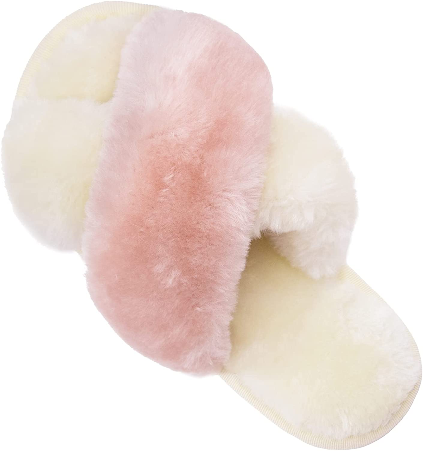 Womens House Fuzzy Slippers Leopard Cross Band Soft Plush Fluffy Slippers Furry Fleece Slip on Slippers Open Toe House Warm Bedroom Shoes Slides