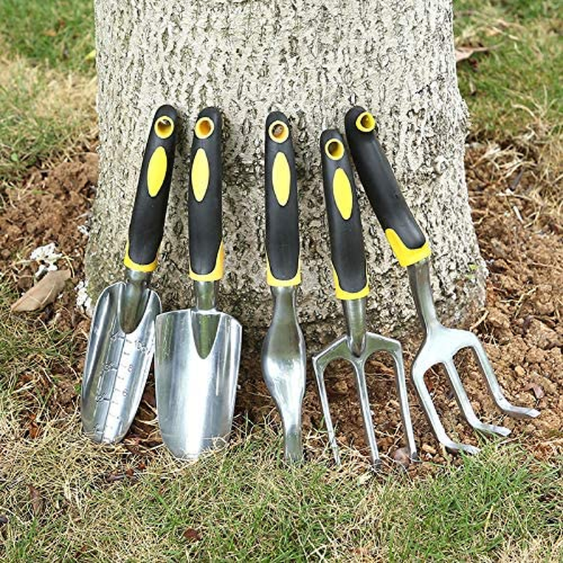 Hovico Garden Tool Set 5 Piece Heavy Duty Gardening Kit,Anti Skid Handle with Soft Rubber Garden Gifts for Parents