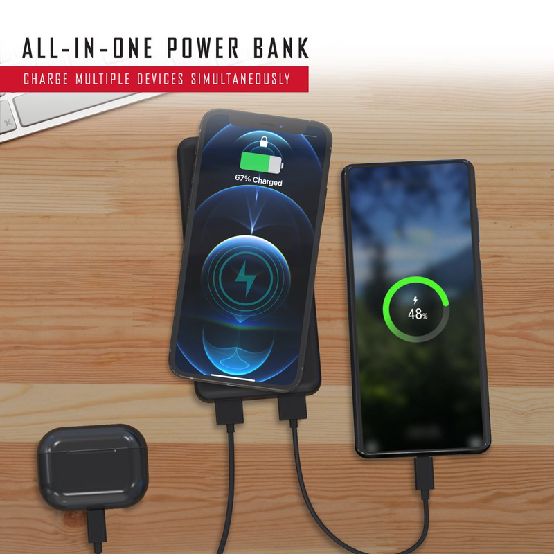 10K Plus, 3-In-1 10,000 mAh Portable Charger with High-Speed Wireless Charging
