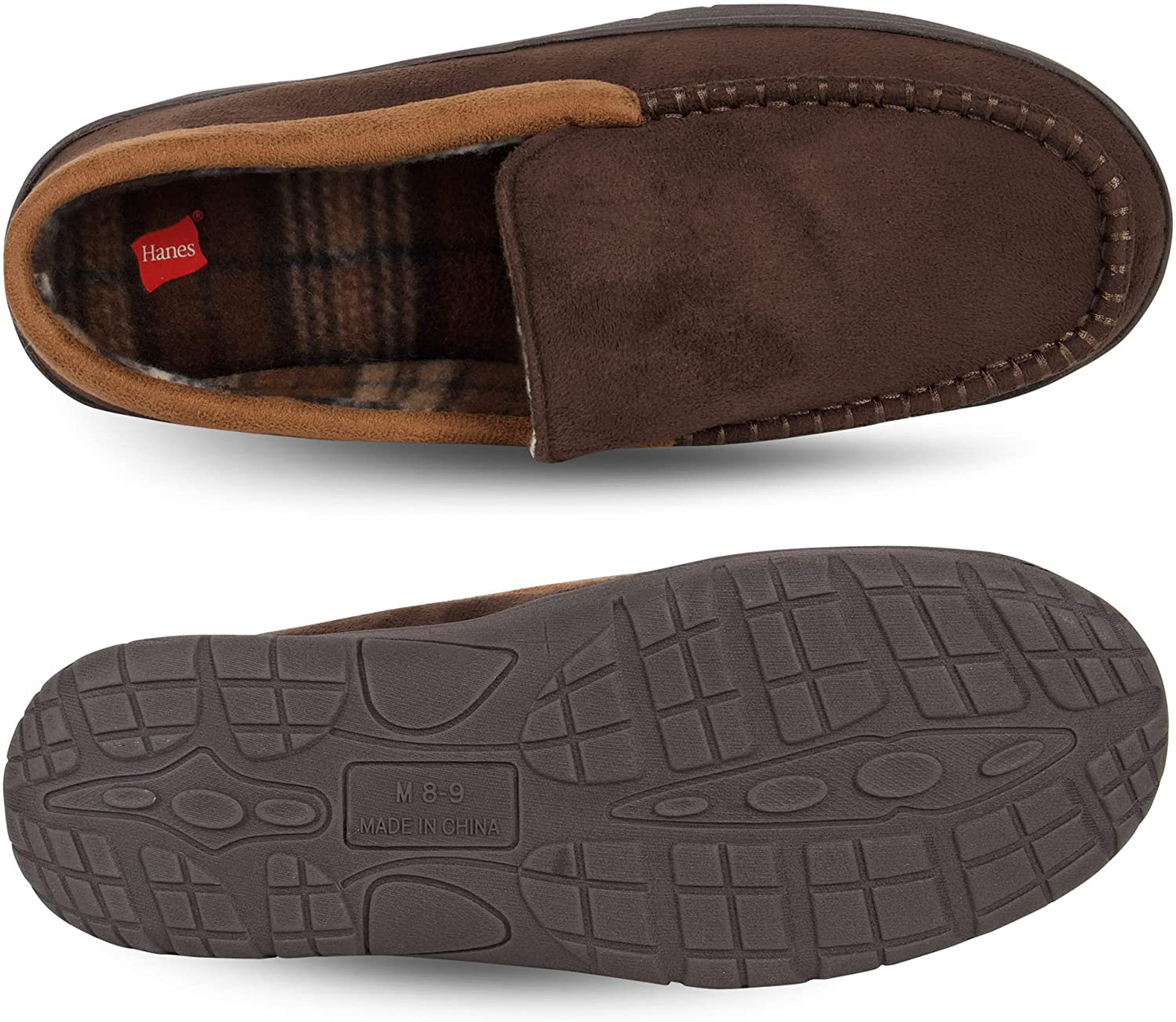 Hanes Men'S Moccasin Slipper House Shoe with Indoor Outdoor Memory Foam Sole Fresh Iq Odor Protection