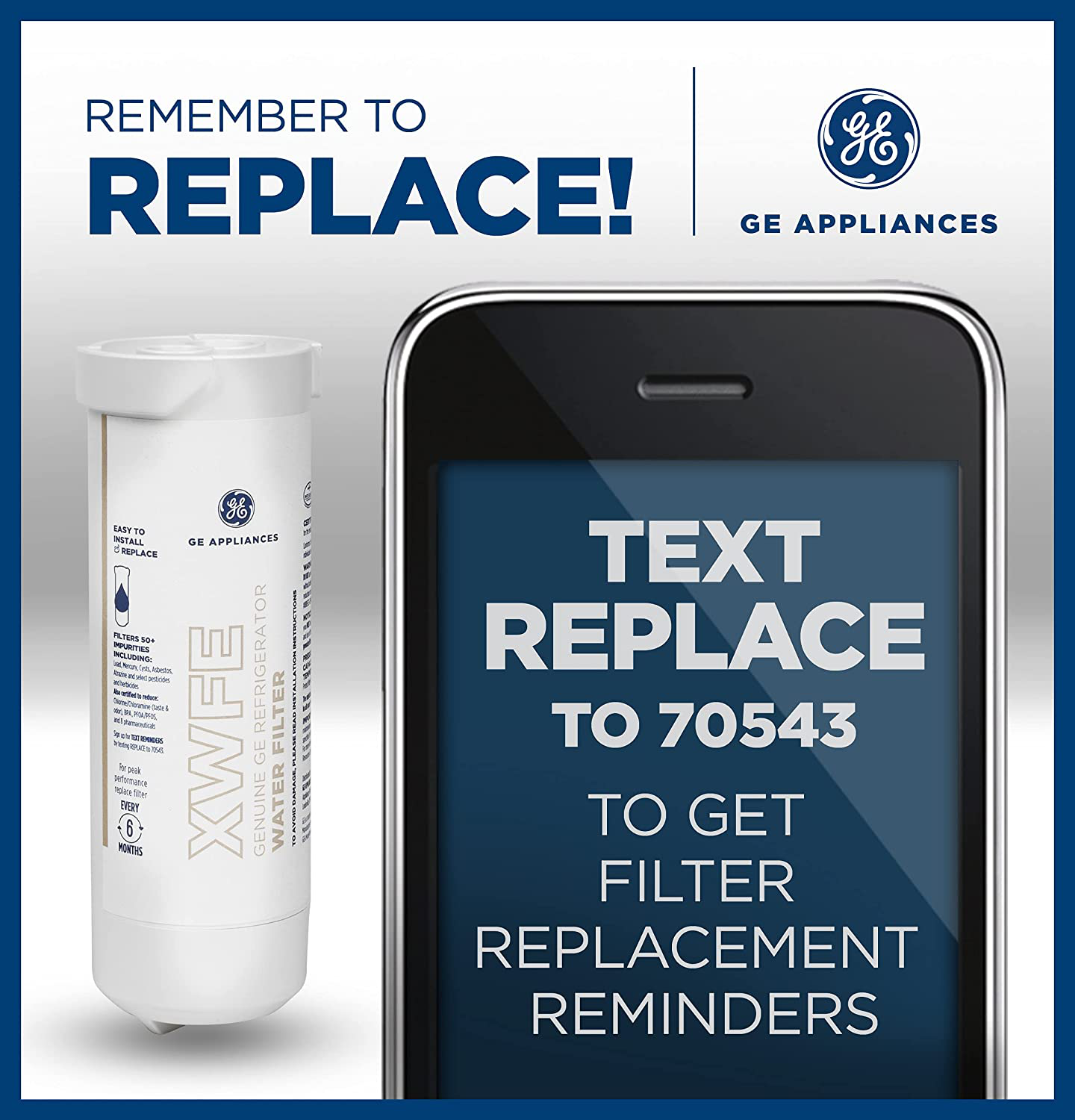 GE XWFE XWF Refrigerator Water Filter, 1 Count (Pack of 1), White