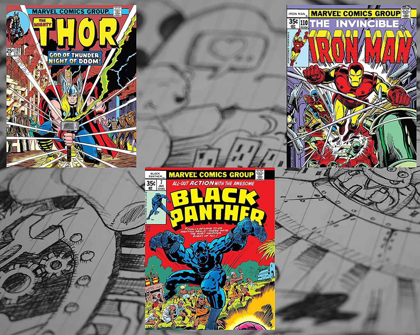 Avengers Wall Art β Superhero Vintage Comic Books DΓ©cor Unframed Set of 6 Prints, 8x10 Inch, Super Heroes Poster Room Decor Black Widow Dr Strange Dead Pool Wolverine Hawk Eye Vision & Scarlet Witch, Vintage Posters for Kids Adults Boys Bedroom (Yellow)