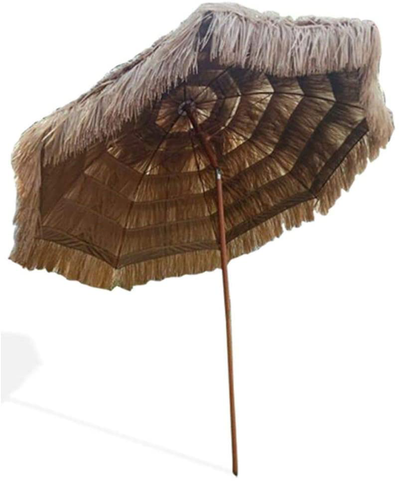 Impact Canopy 8' Hawaiian Tiki Umbrella, Pool Patio Beach Umbrella, Thatched Tiki