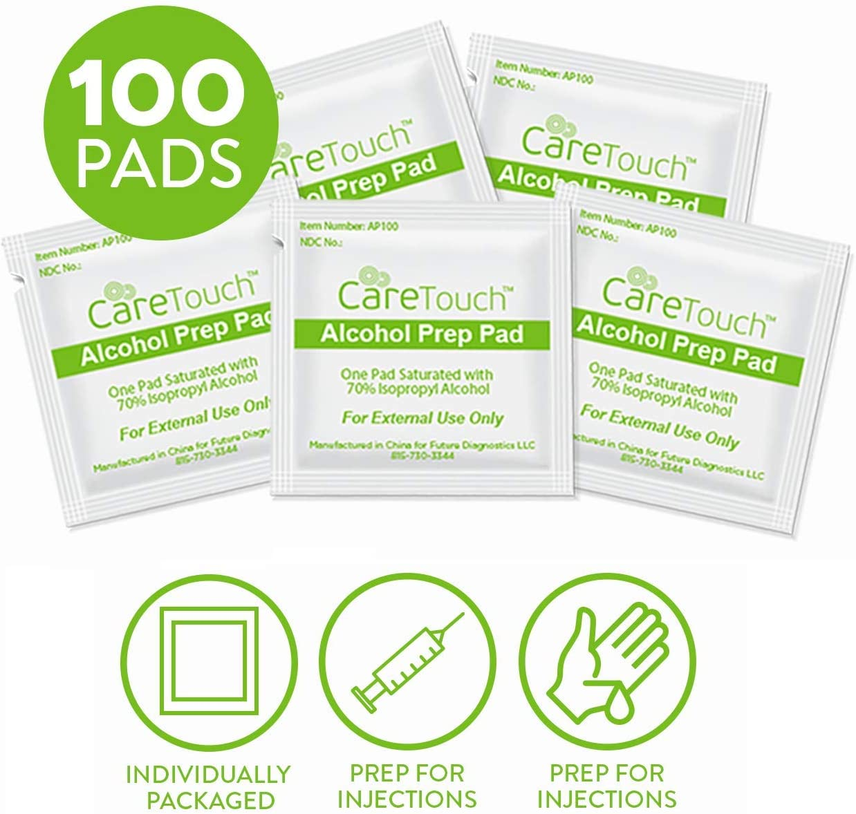 Alcohol Wipes | Individually Wrapped Alcohol Prep Pads with 70% Isopropyl Alcohol, Great for Medical & First Aid Kits | Sterile, Antiseptic 2-Ply Alcohol Swabs - 100 Count