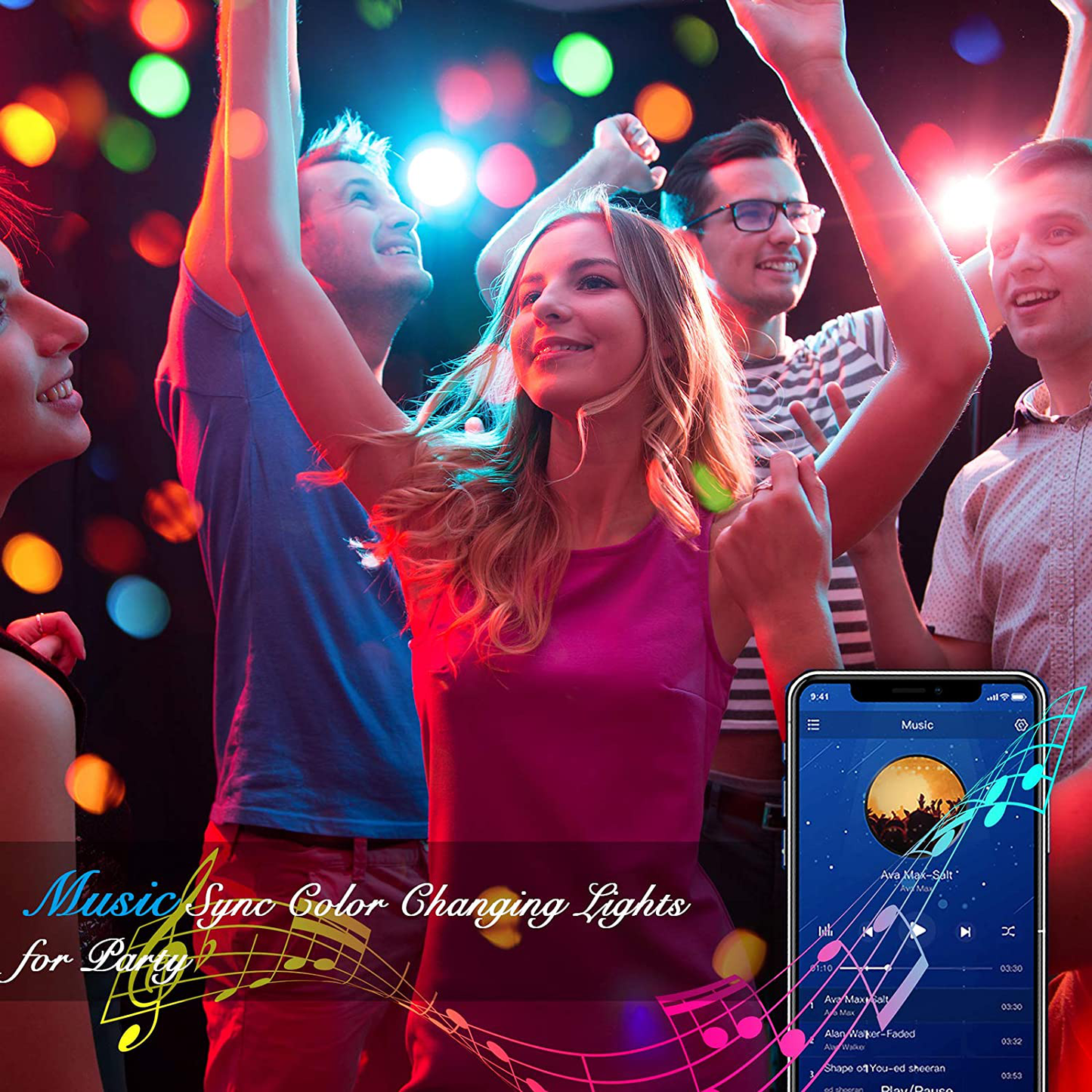 DAYBETTER Led Strip Lights Smart Light Strips with App Control Remote, 5050 RGB Led Lights for Bedroom, Music Sync Color Changing Lights for Room Party
