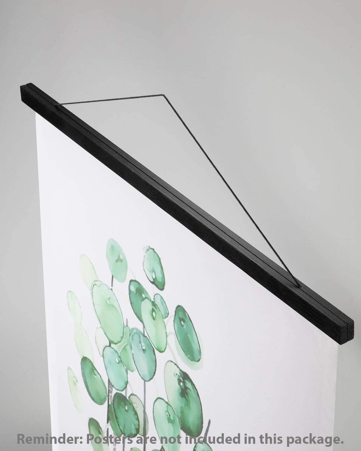 Magnetic Poster Hanger Wooden Poster Hangers, Extra Strong Magnets, Quick Assembly and Easy Use, Wood Poster Hanger for Wall Art, Pictures, Prints, Maps, Canvas, Black