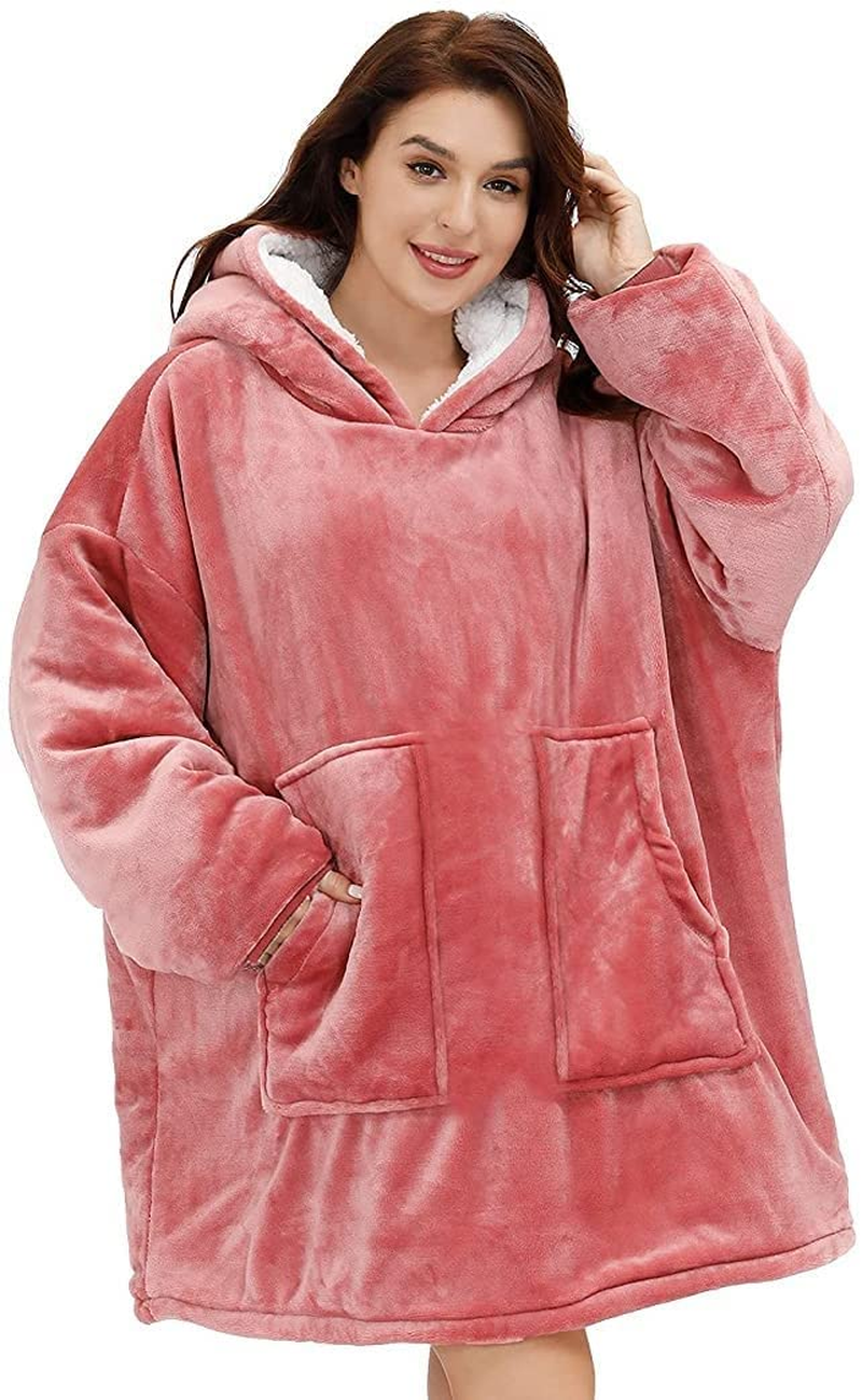 Oversized Wearable Sherpa Fleece Blanket Hoodie Comfortable Soft Warm Thick Hoodie Blanket