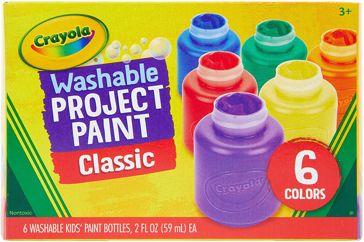 Crayola Washable Kids Paint, 6 Count, Kids At Home Activities, Painting Supplies, Gift, Assorted