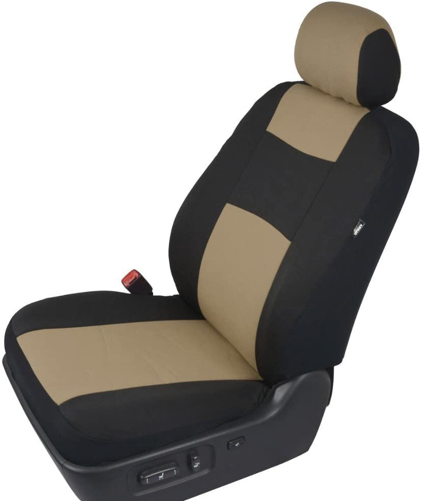 BDK PolyPro Car Seat Covers Full Set Front and Rear Split Bench Protection, Easy Install with Two-Tone Accent, Universal Fit for Auto Truck Van SUV