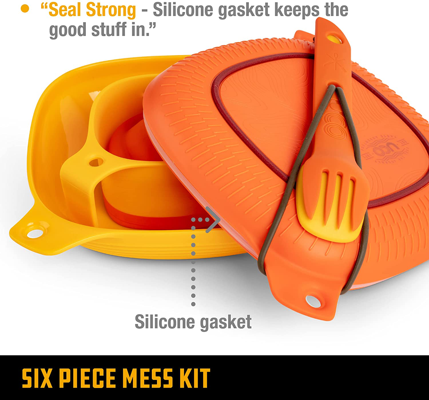 UCO 6-Piece Camping Mess Kit with Bowl, Plate, Camp Cup, and Switch Spork Utensil Set