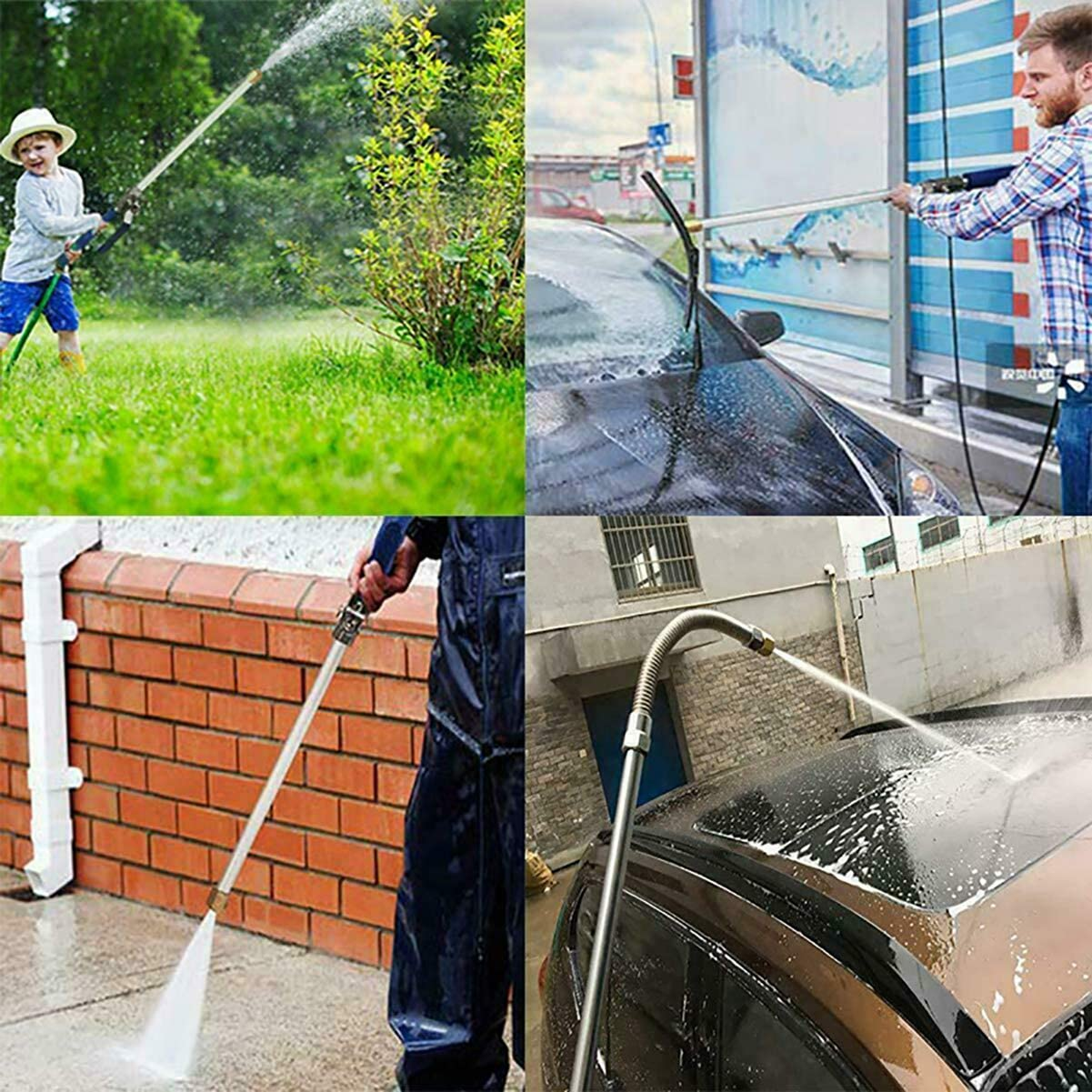 Uptuoli High Pressure Hydro Jet Wand, Extendable Garden Sprayer 2 in 1 Power Washer Attachment Water Hose Nozzle Car Washer Glass Cleaning Tool Window Water Cleaner