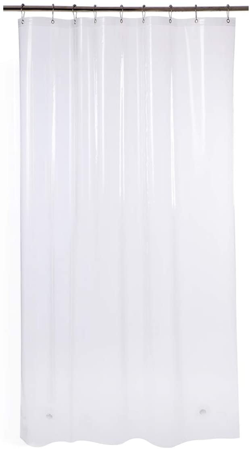 AmazerBath Plastic Shower Curtain Liner, Thick Bathroom Shower Curtains with Heavy Duty Clear Stones and Grommet Holes