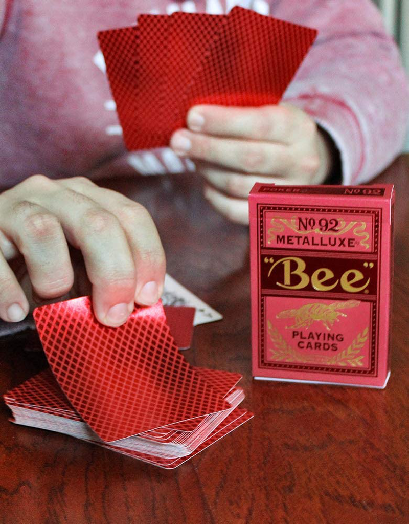 Bee Metalluxe Playing Cards - Red Foil Diamond Back, Standard Index