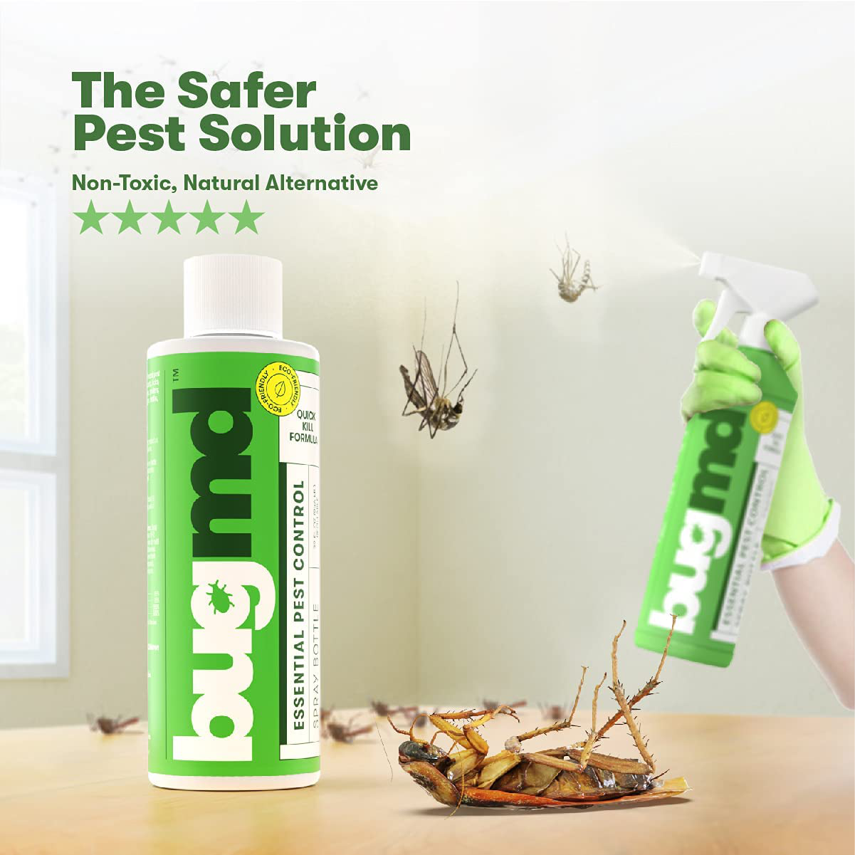 BugMD Pest Control Essential Oil Concentrate 3.7 oz - Just Add Water! Controls Flies, Ants, Fleas, Ticks, Roaches
