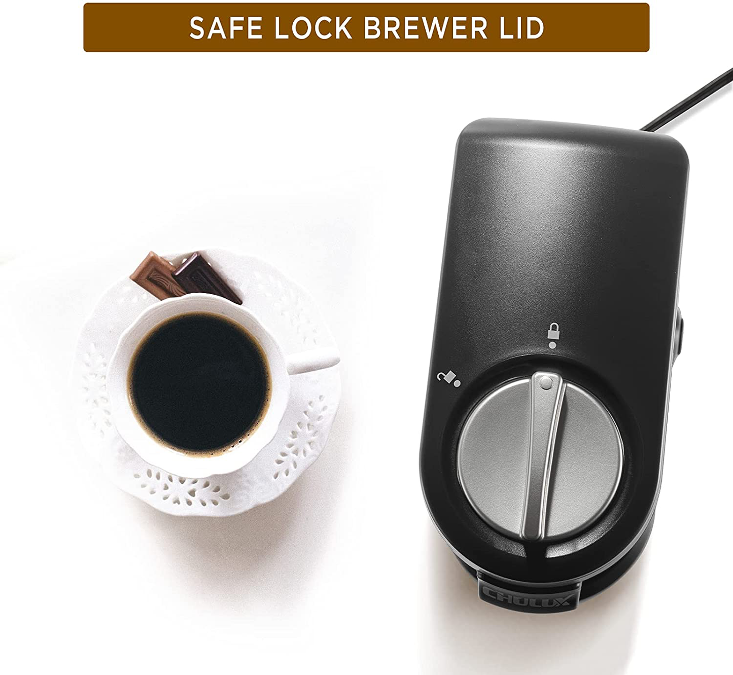 CHULUX Single Serve Coffee Brewer for Pod Capsule with 12 Ounce Built-in Water Tank,800 Watts,Gray