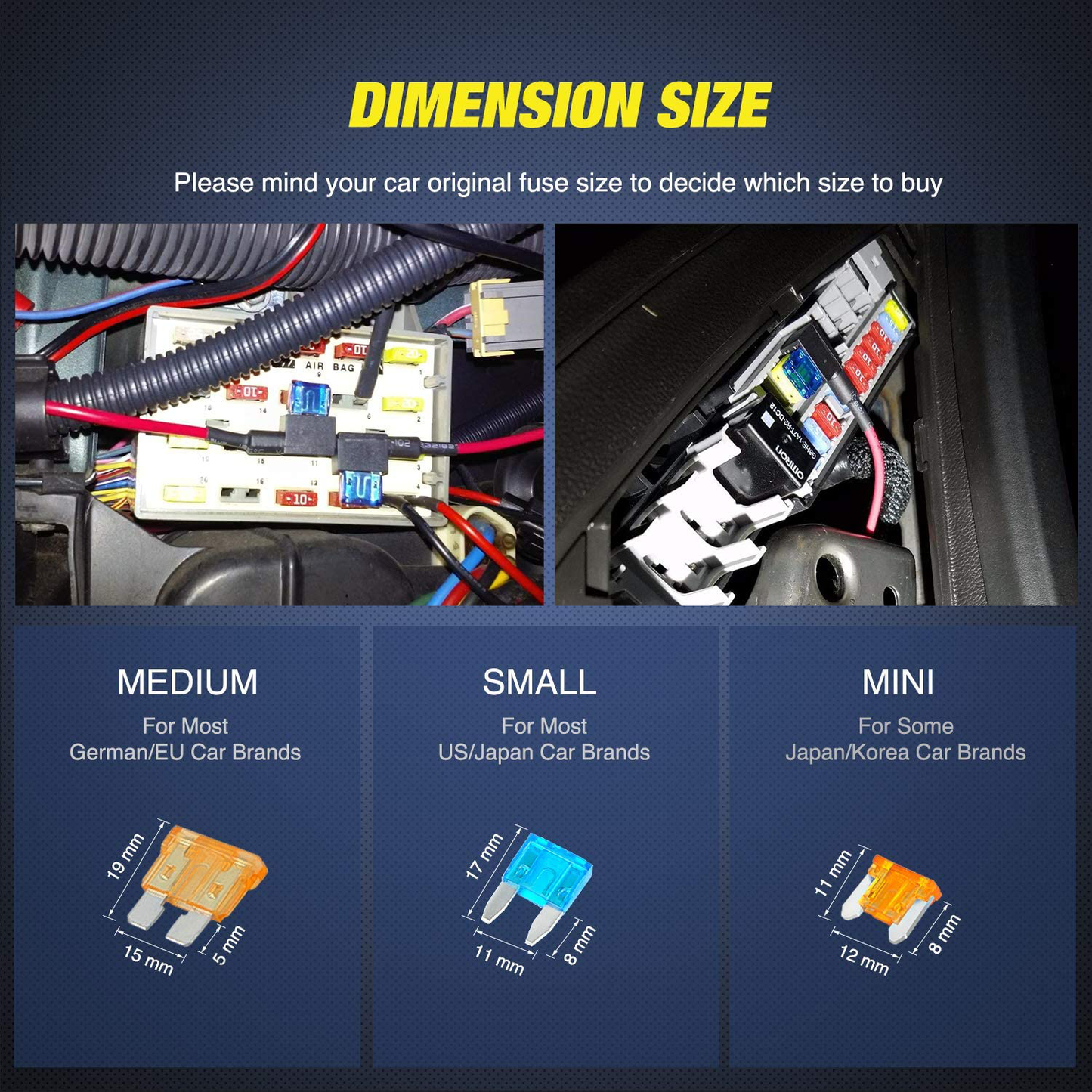 Nilight - 50040R 10 Pack 12V Car Add-a-Circuit Fuse Adapter with Standard and Mini TAP Profile TAP Blade Fuse for Cars Trucks Boats