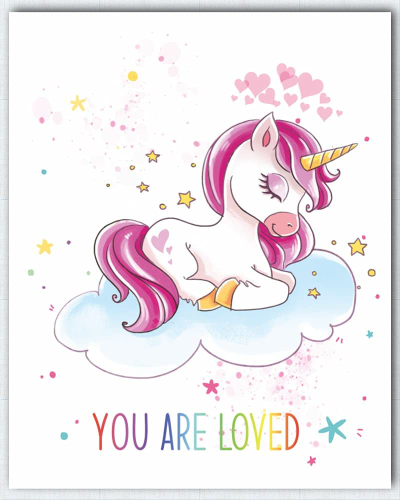 Unicorn Girls Room Décor | Motivational & Positive Affirmation Unicorn Bedroom Posters Wall Décor For Kids Room | Rainbow Decorations | Six 8x10 Wall Art Prints (Unframed) | Unicorn You Are Set