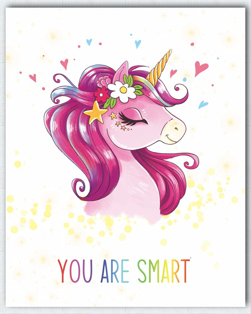 Unicorn Girls Room Décor | Motivational & Positive Affirmation Unicorn Bedroom Posters Wall Décor For Kids Room | Rainbow Decorations | Six 8x10 Wall Art Prints (Unframed) | Unicorn You Are Set